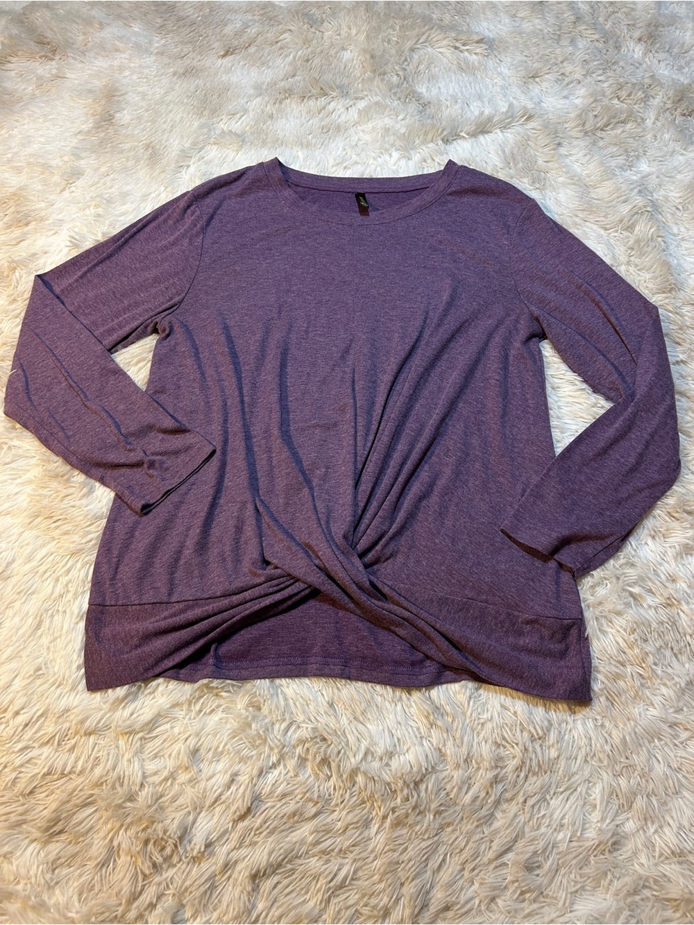 Twist-Hem Long Sleeve Tee in Purple